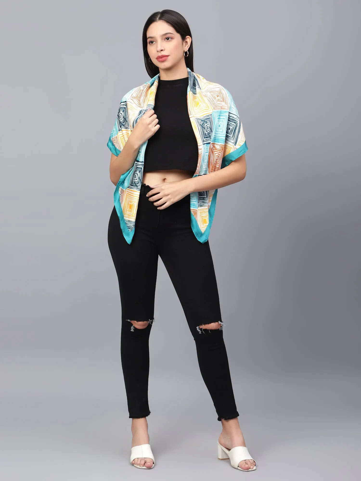 Abstract Print Viscose Scarf for Women