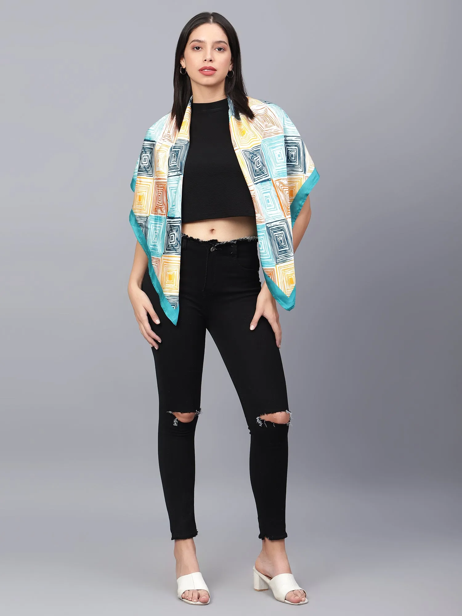 Abstract Print Viscose Scarf for Women