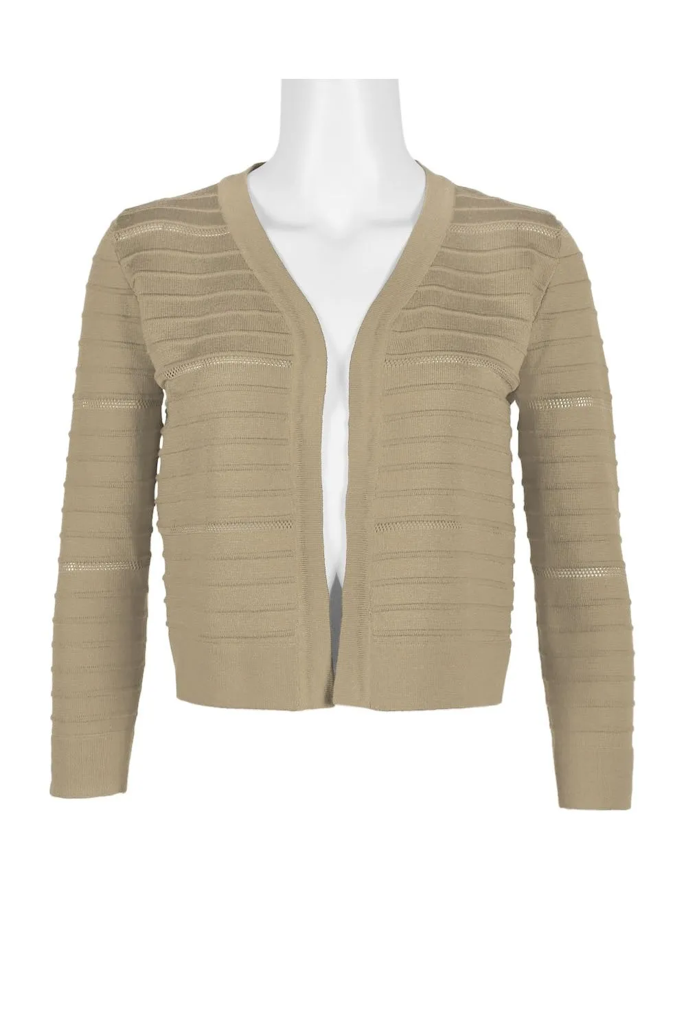 Banded Long Sleeve Ribbed Knit Jacket Mink- Nina Leonard