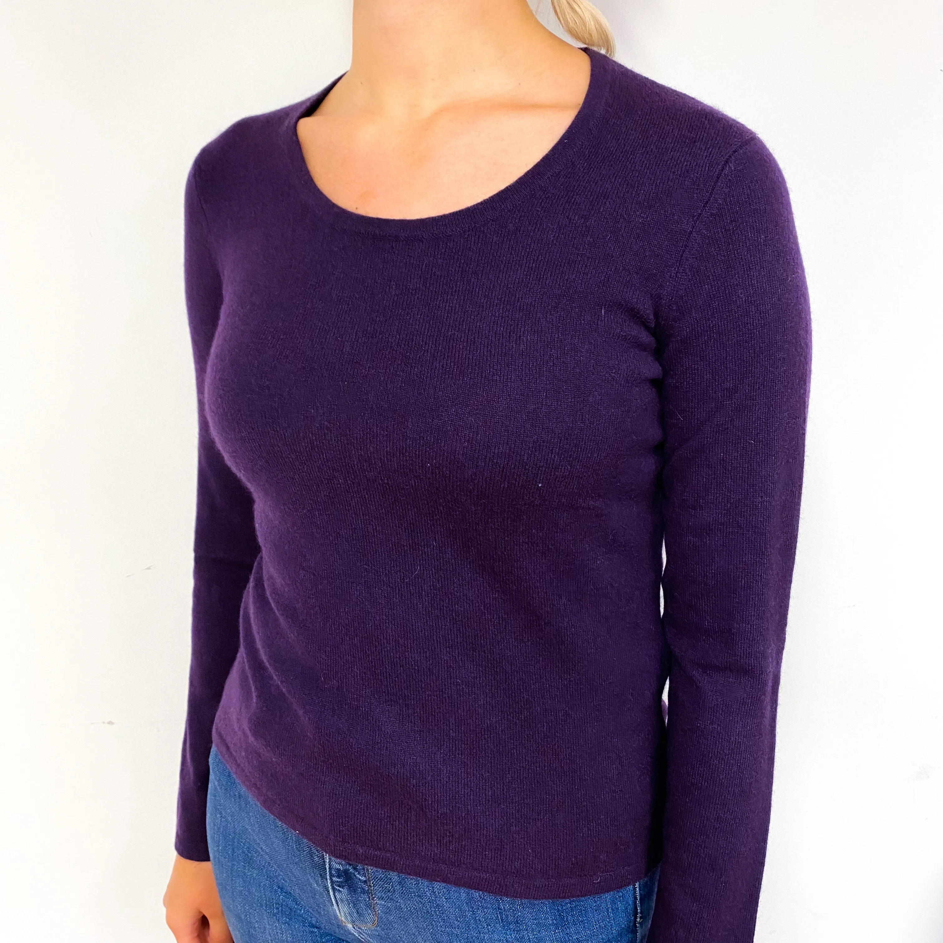 Blueberry Purple Cashmere Crew Neck Jumper Small