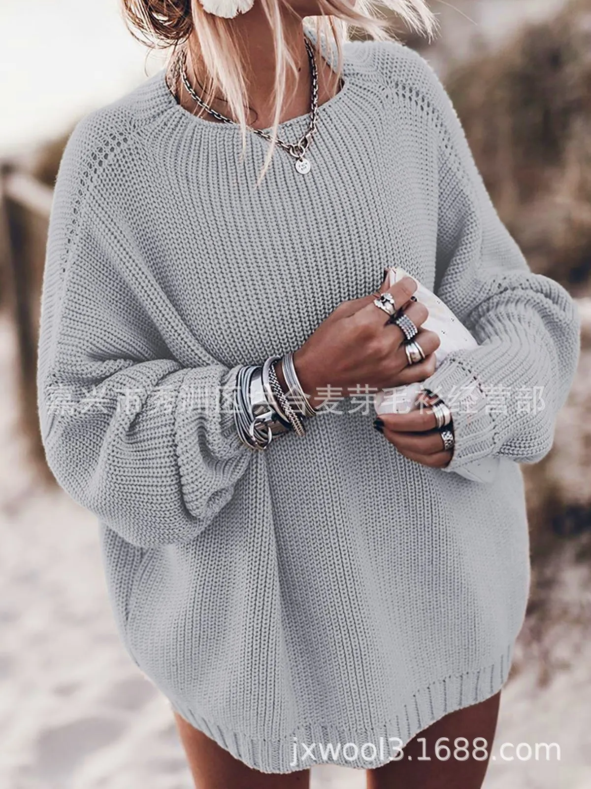 Chicmy-European and American casual women's clothing Women's Kinnted Plus Size Sweater