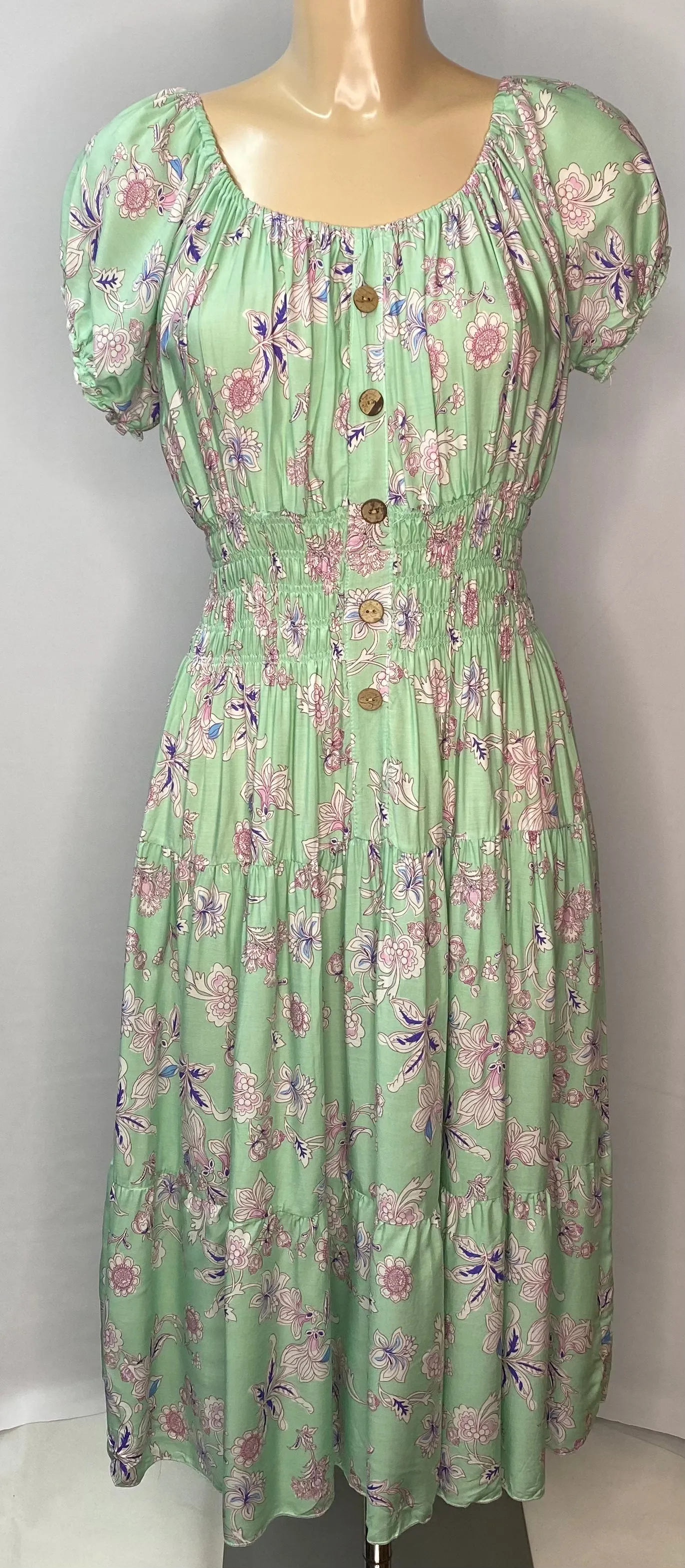 Delicate Flower Print Bardot Midi Dress (2 colours)