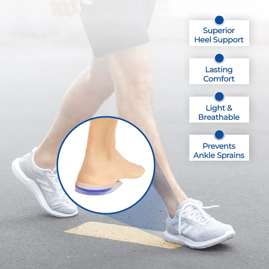 Dr Foot Silicone Gel Heel Cups - Shock Absorbing Support | Foot Pain | Plantar Fasciitis - Men & Women (Size L)