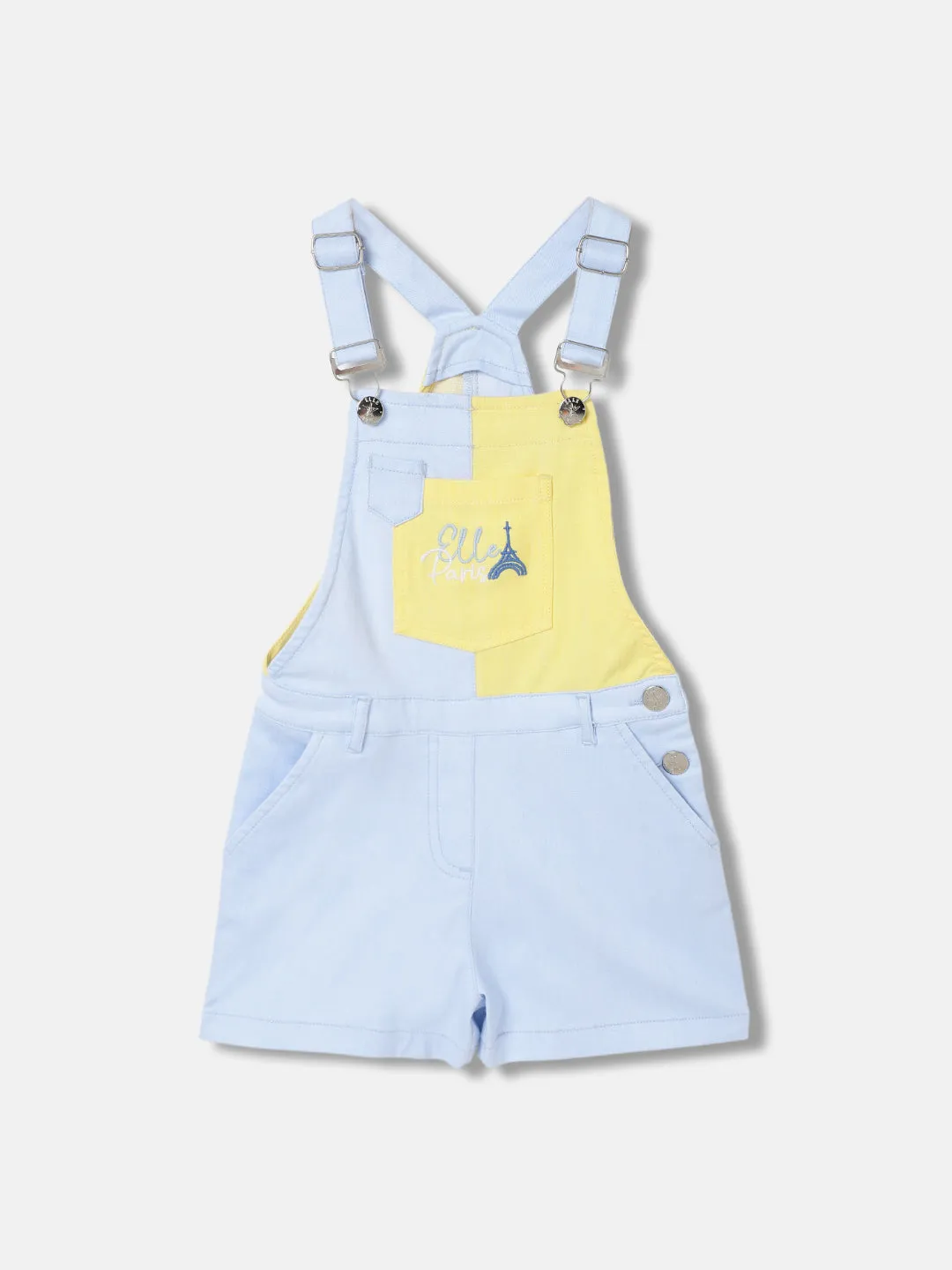 Elle Girls Blue Colour blocked Square neck Sleeveless Jumpsuit