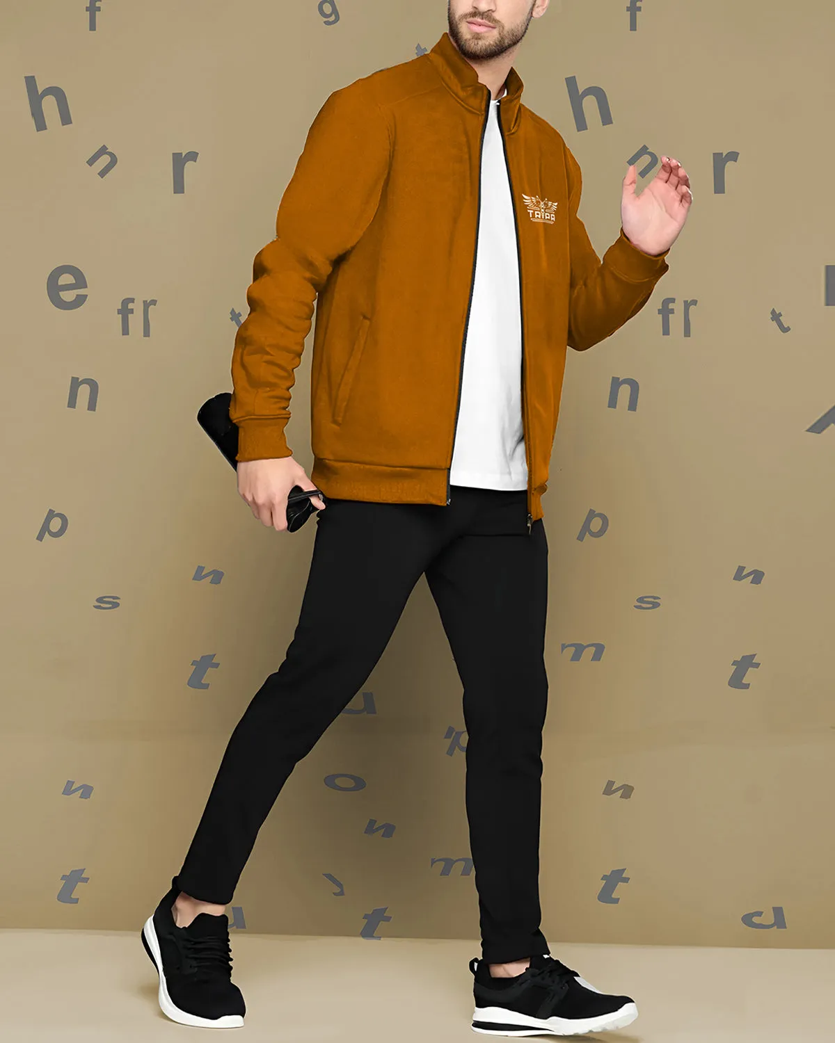 Full Sleeve Round Neck Jacket - Brown