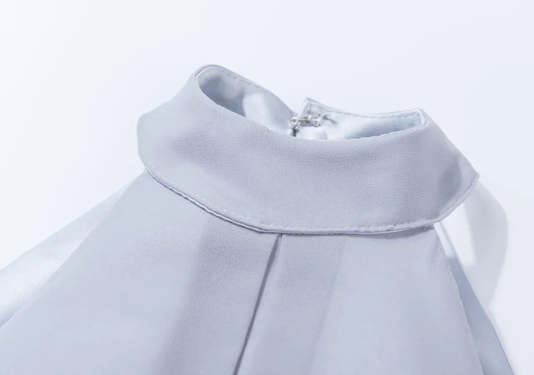 Gray chiffon prom dress, summer bridesmaid dress, sleeveless maxi dress 1915#
