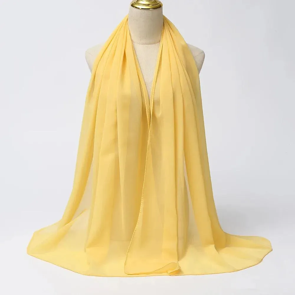Jersey Scarf Hijab For Women – Solid Color Chiffon Muslim Head Scarf