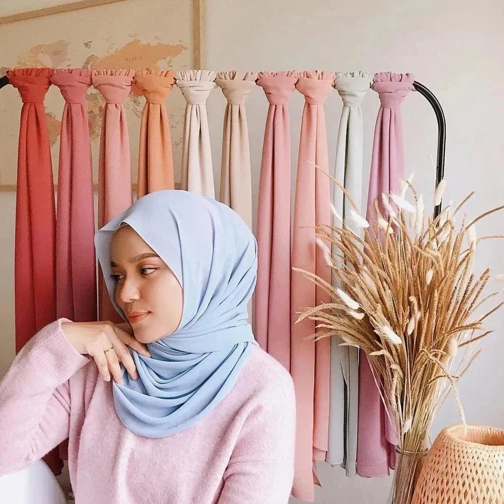 Jersey Scarf Hijab For Women – Solid Color Chiffon Muslim Head Scarf