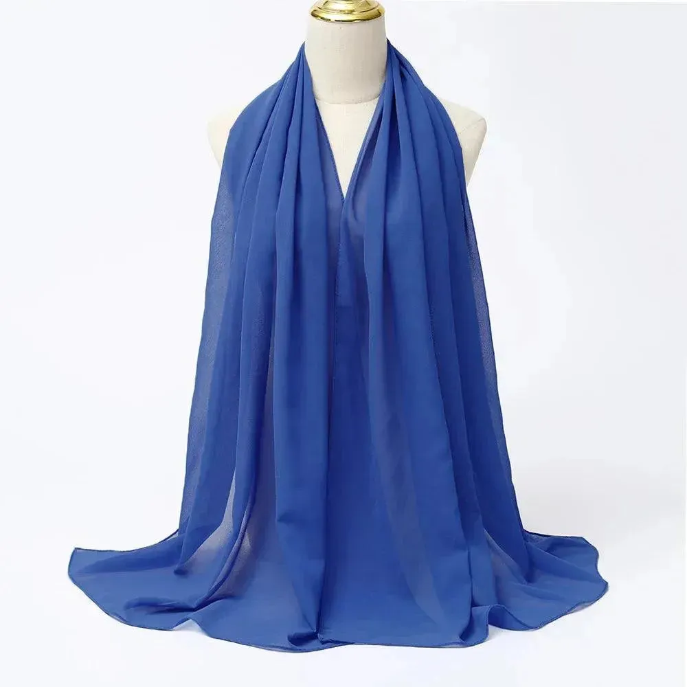 Jersey Scarf Hijab For Women – Solid Color Chiffon Muslim Head Scarf