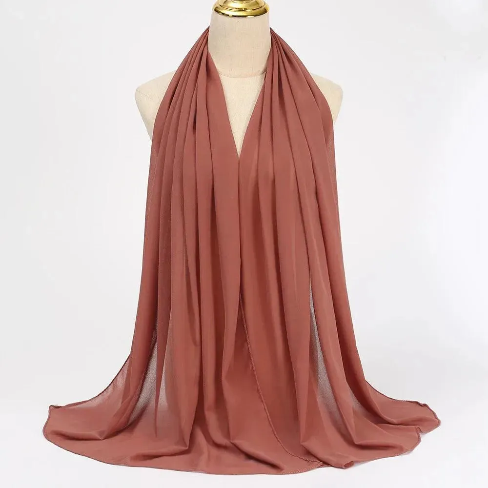 Jersey Scarf Hijab For Women – Solid Color Chiffon Muslim Head Scarf