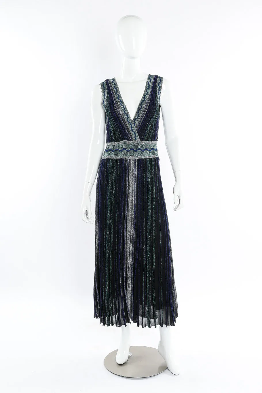 Metallic Pleated Midi Dress
