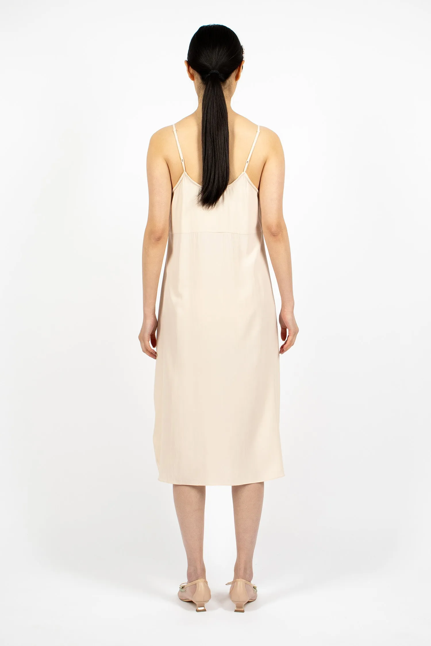 Negligee Bow Slip Dress Nude