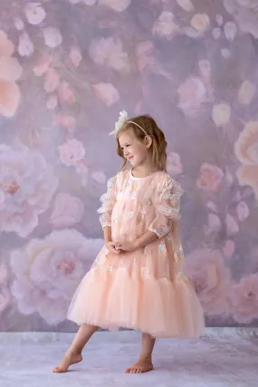 New. "Carolyn" -  bishop sleeve-Butterfly Sequin-Vintage Length Dress ( 6 Year - Petite 7 Year)