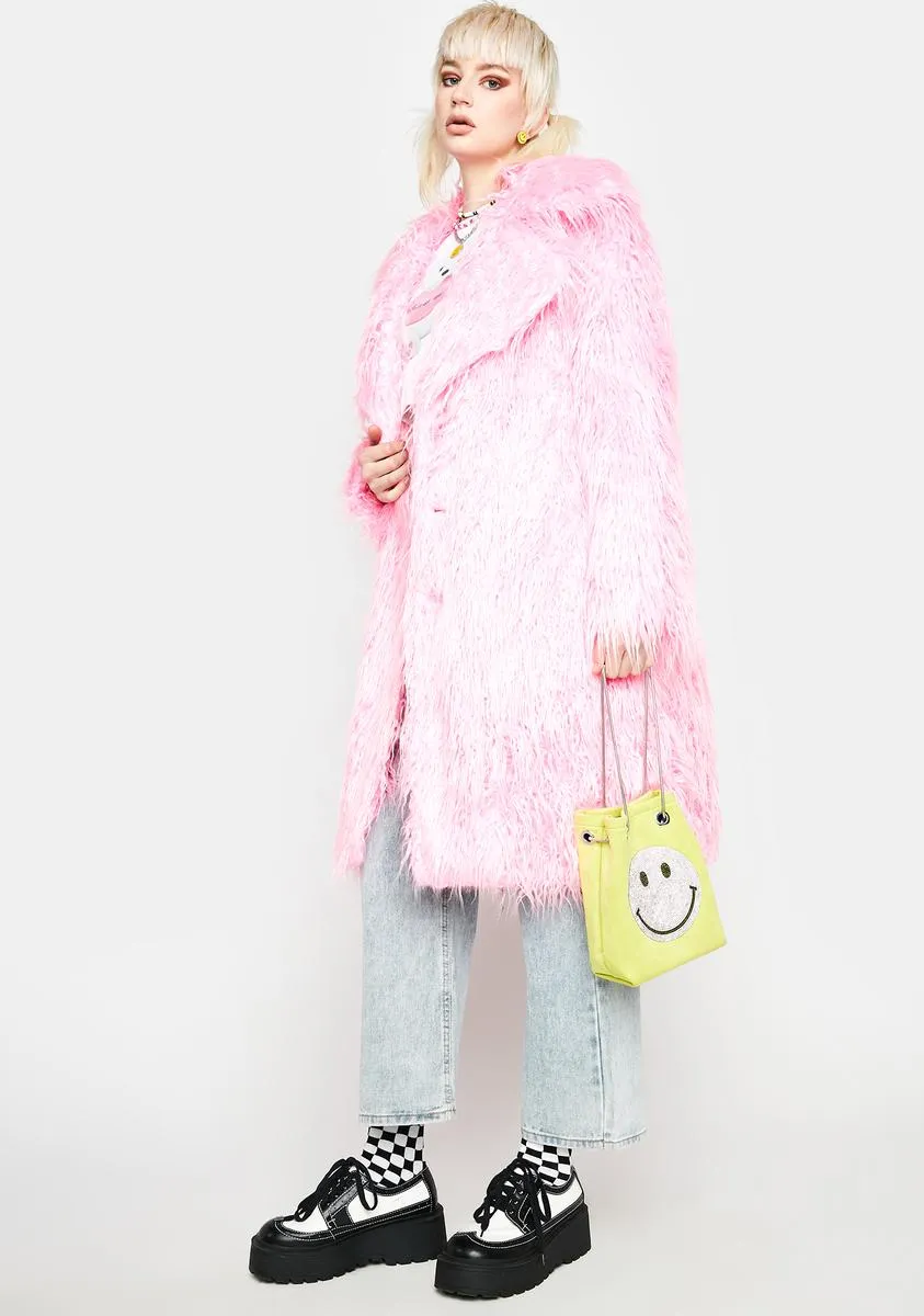 Pink Genki Faux Fur Coat