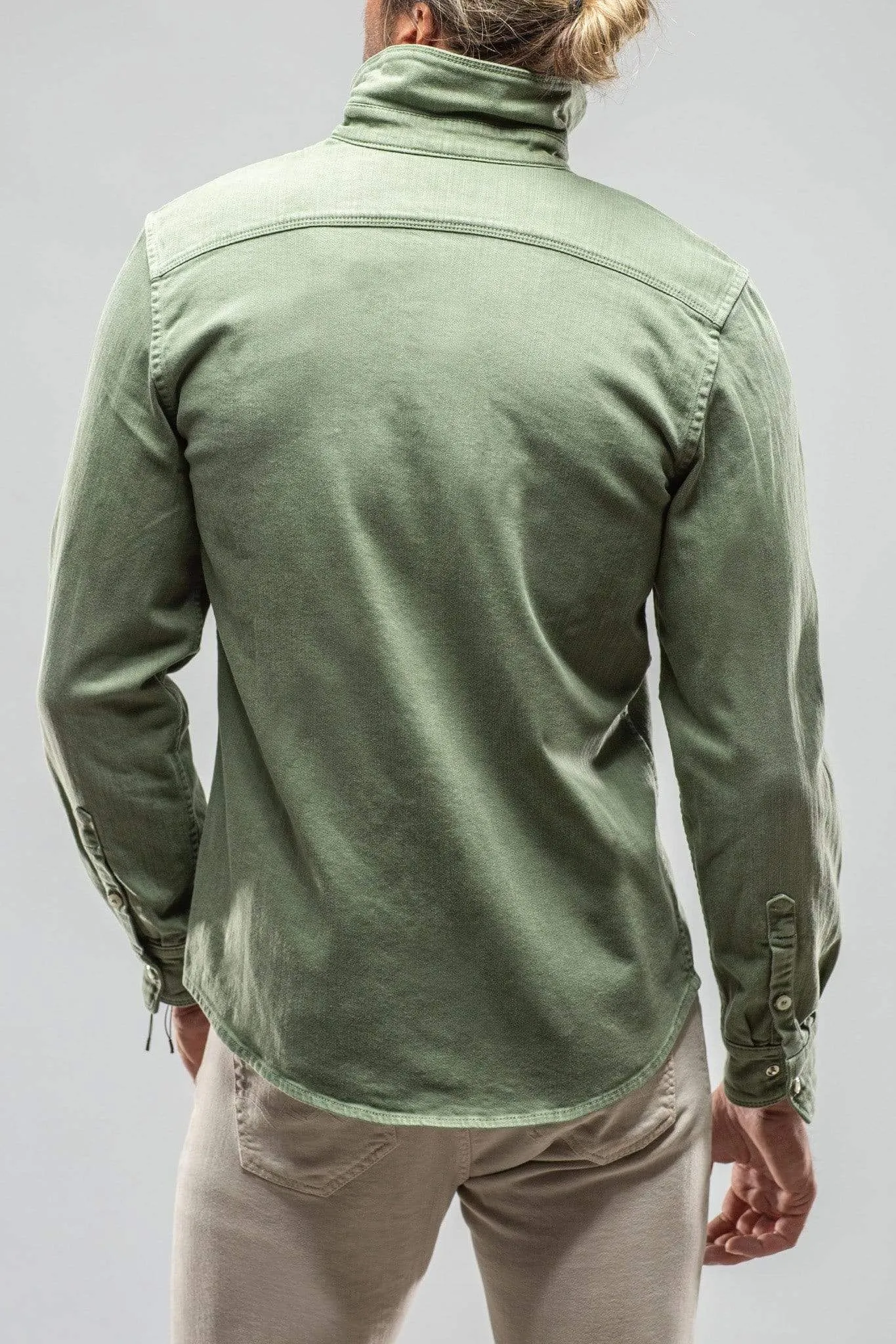 Ranger Colored Denim Snap Shirt In Menta