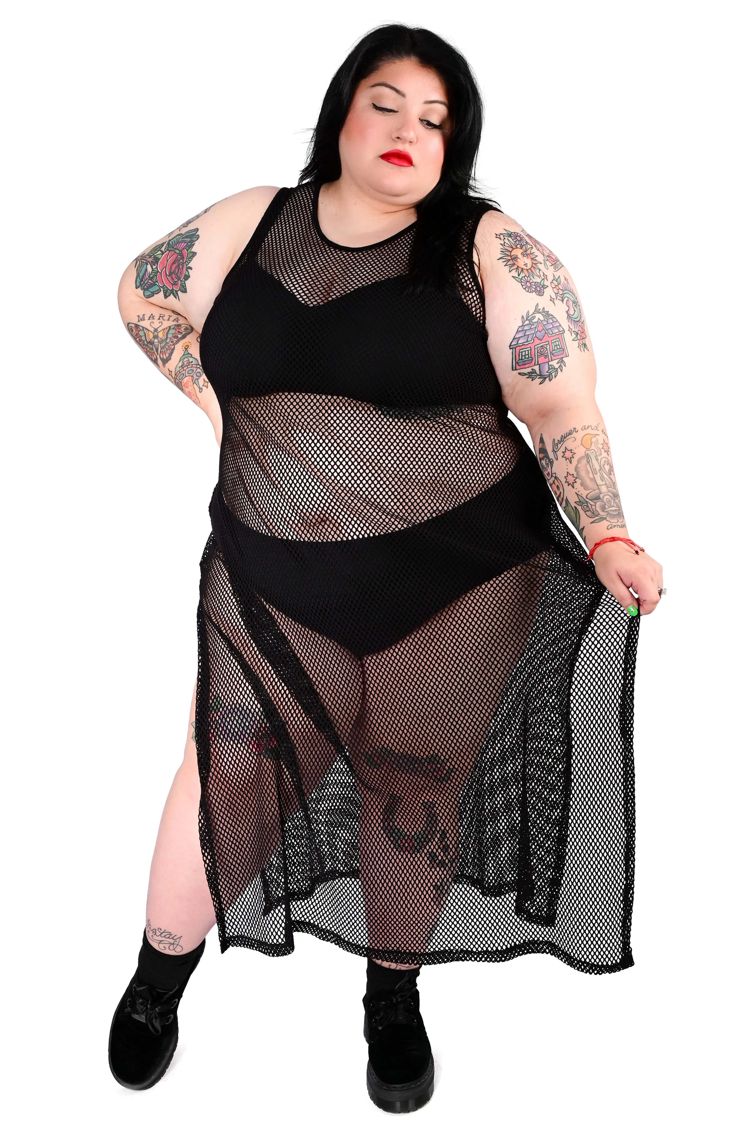 Reversible Fishnet Midi Dress