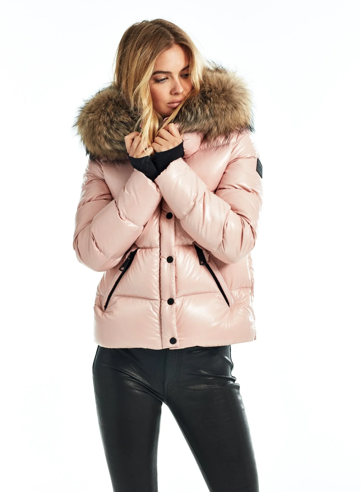 SAM Fur Annabelle Down Jacket w Removable Hood Blush