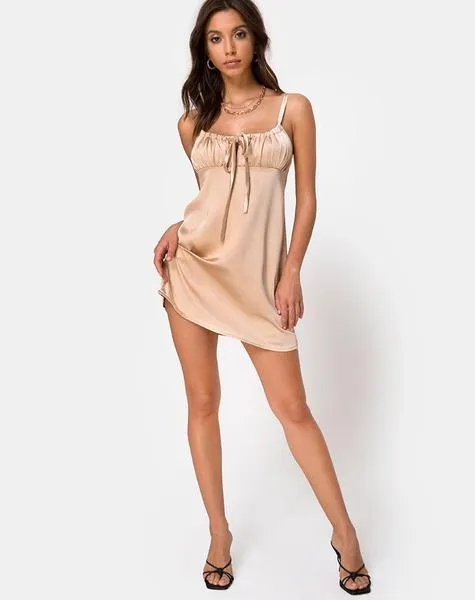Satin Tie Slip Mini Dress