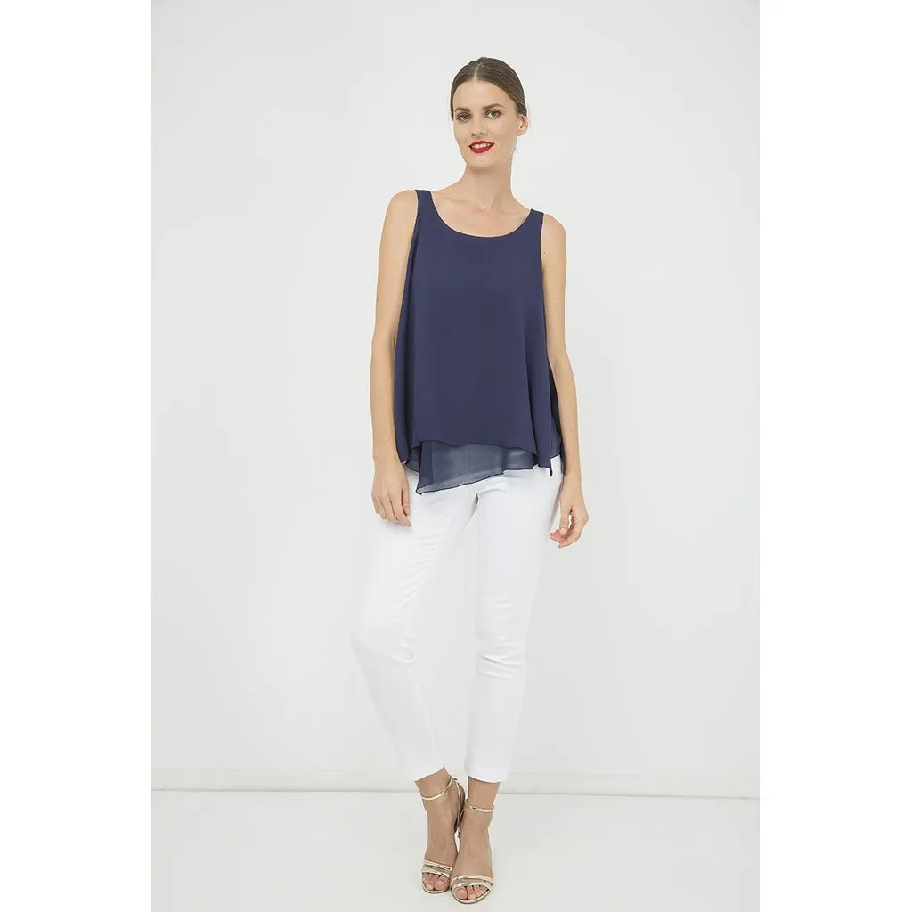 Sleeveless Blue Layer Top
