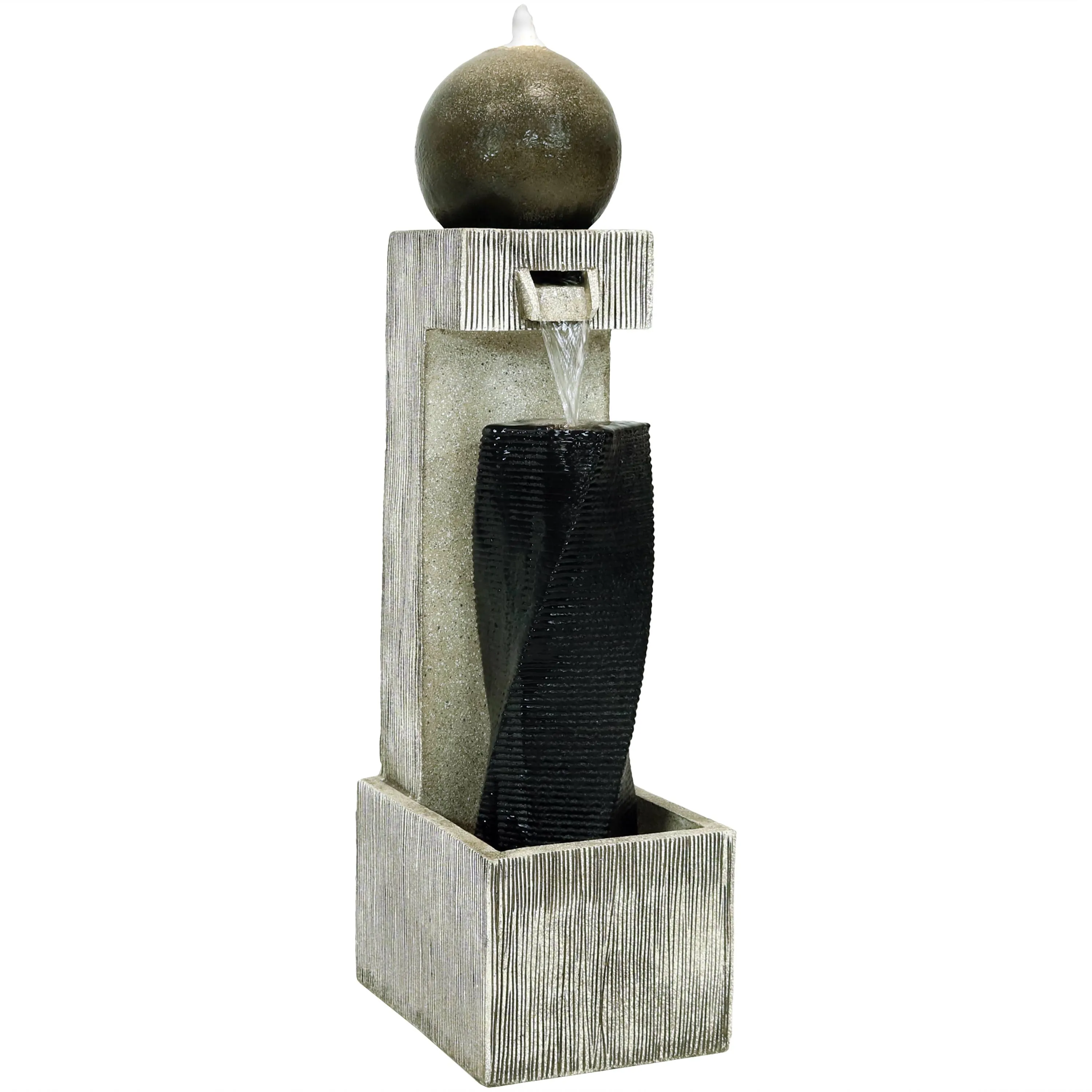 Sunnydaze Modern Artistry Outdoor Water Fountain with LED Lights - 35"