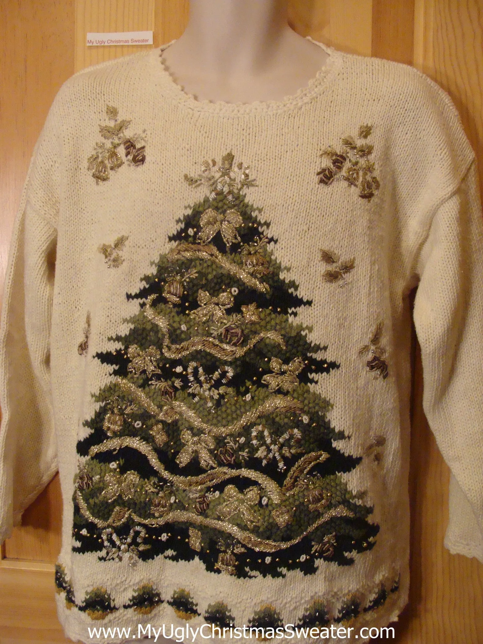 Ugly Christmas Sweater 80s Style Pullover with Tree