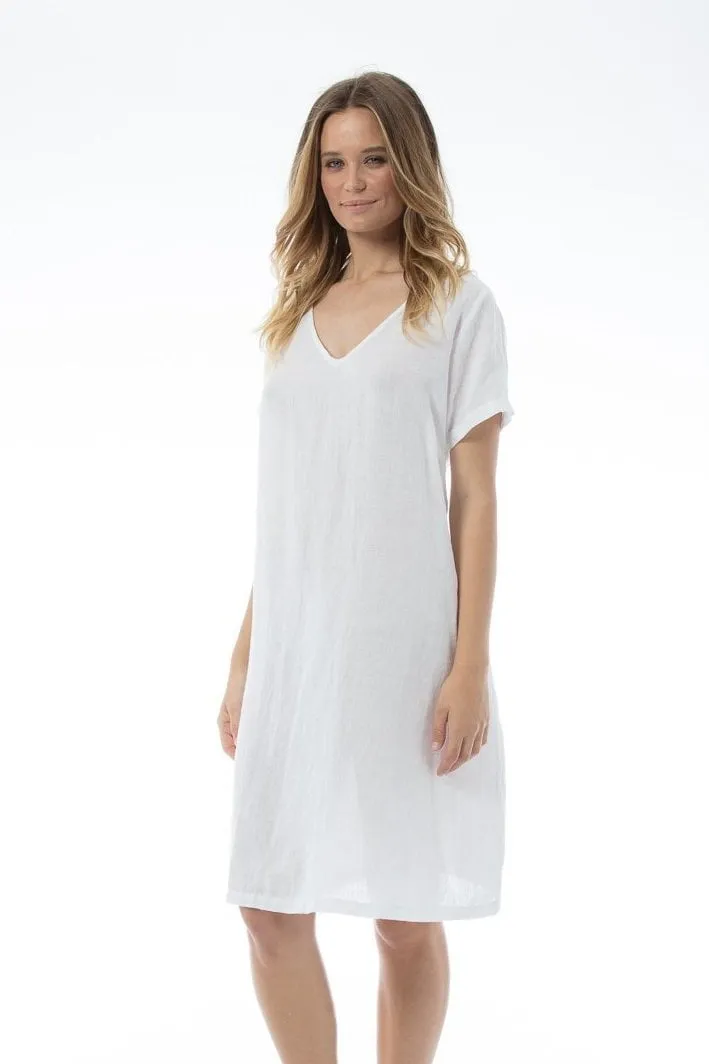 V-neck White Dress - Willa dress