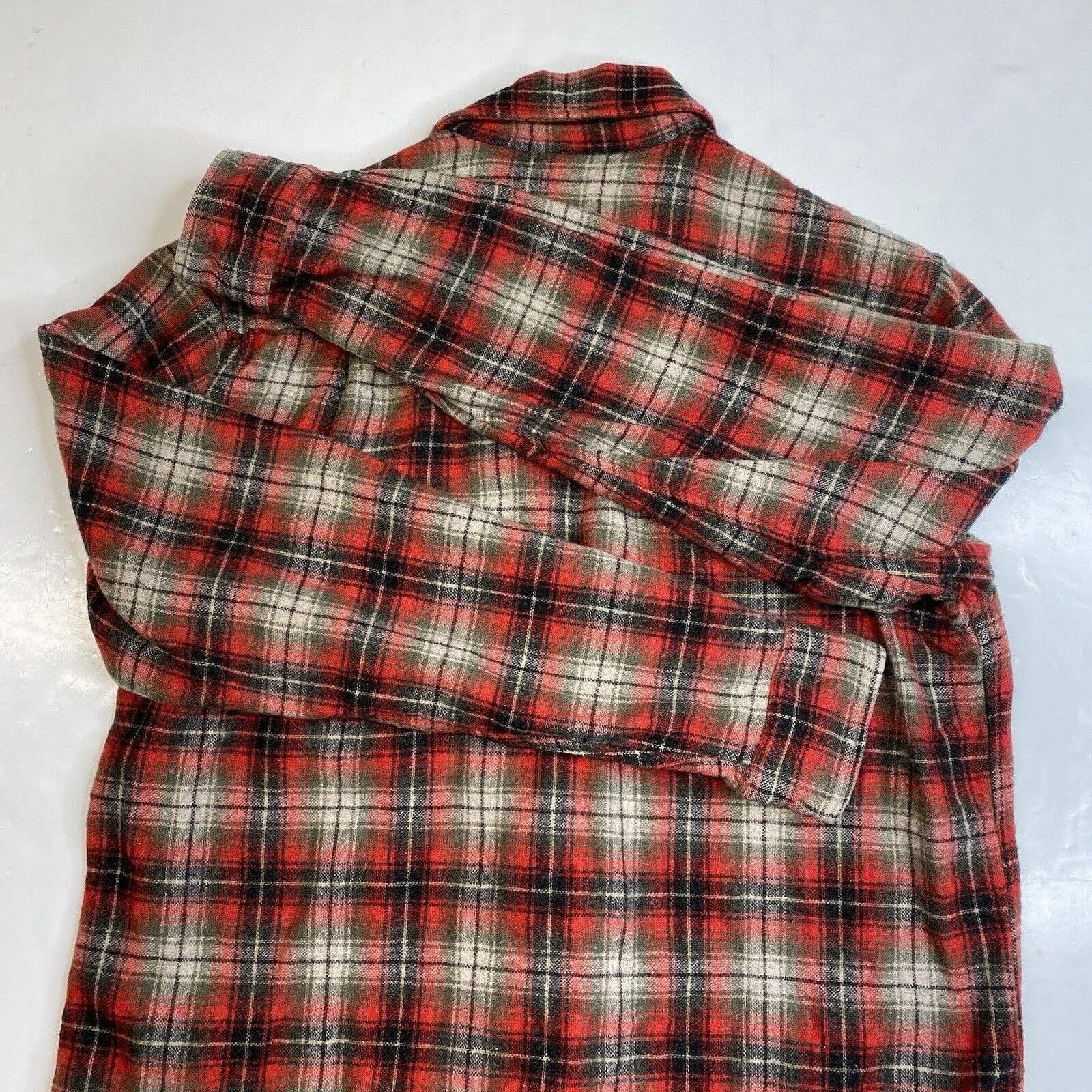 Vintage Brent Wool Blend Shacket Mens Small Red Plaid Long Sleeve Buttons Japan