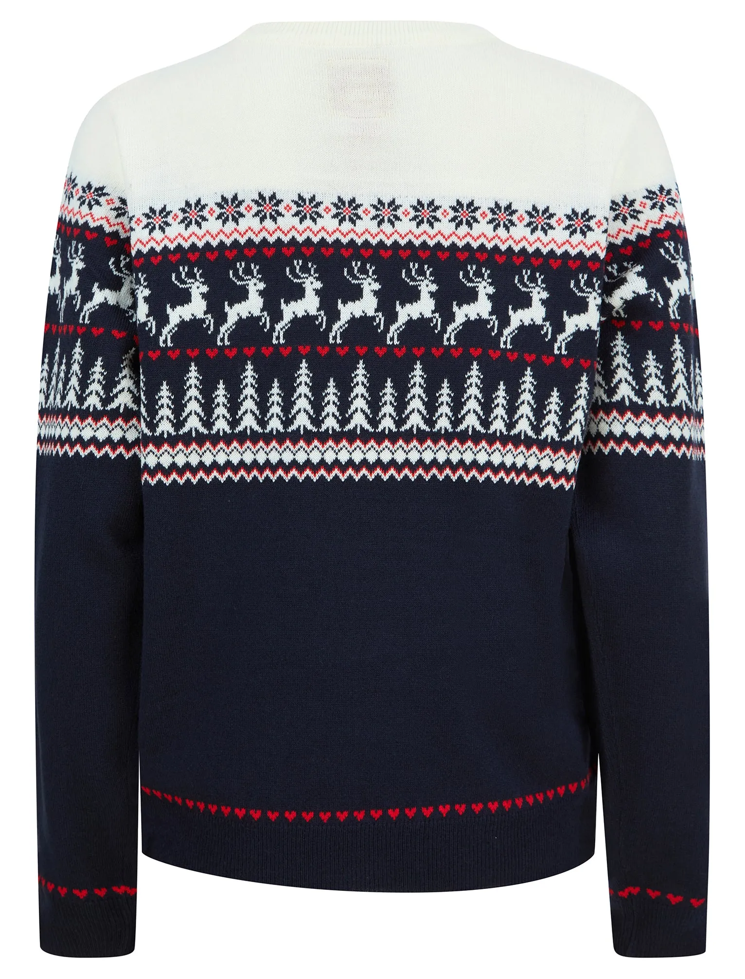 Women's Reindeer Heart Nordic Fairisle Novelty Christmas Jumper in Ink - Merry Christmas