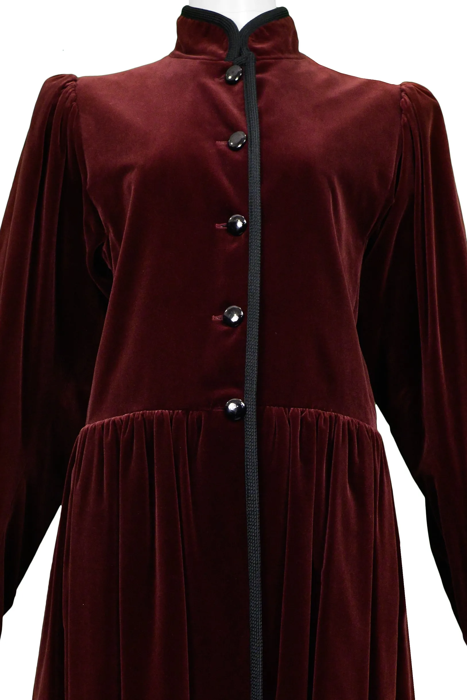 YVES SAINT LAURENT YSL CLASSIC BURGUNDY VELVET COAT